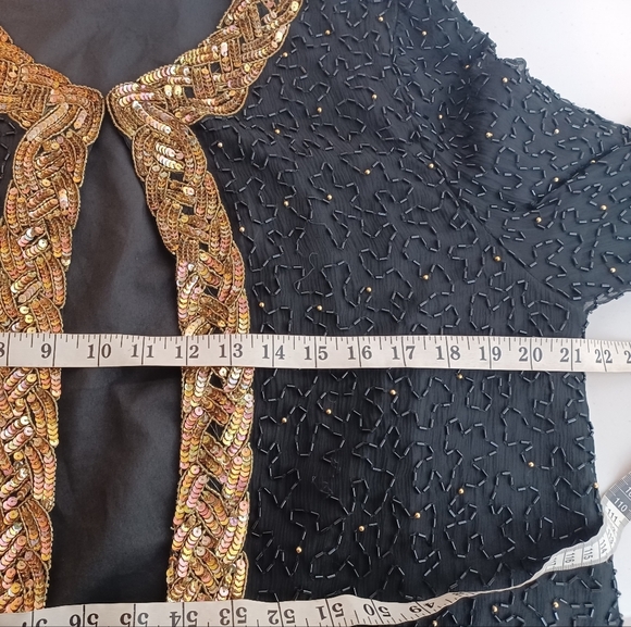 Vintage 100% Silk Beaded Sequin Old Money Country Club Glam Gala Evening Jacket - Picture 10 of 16